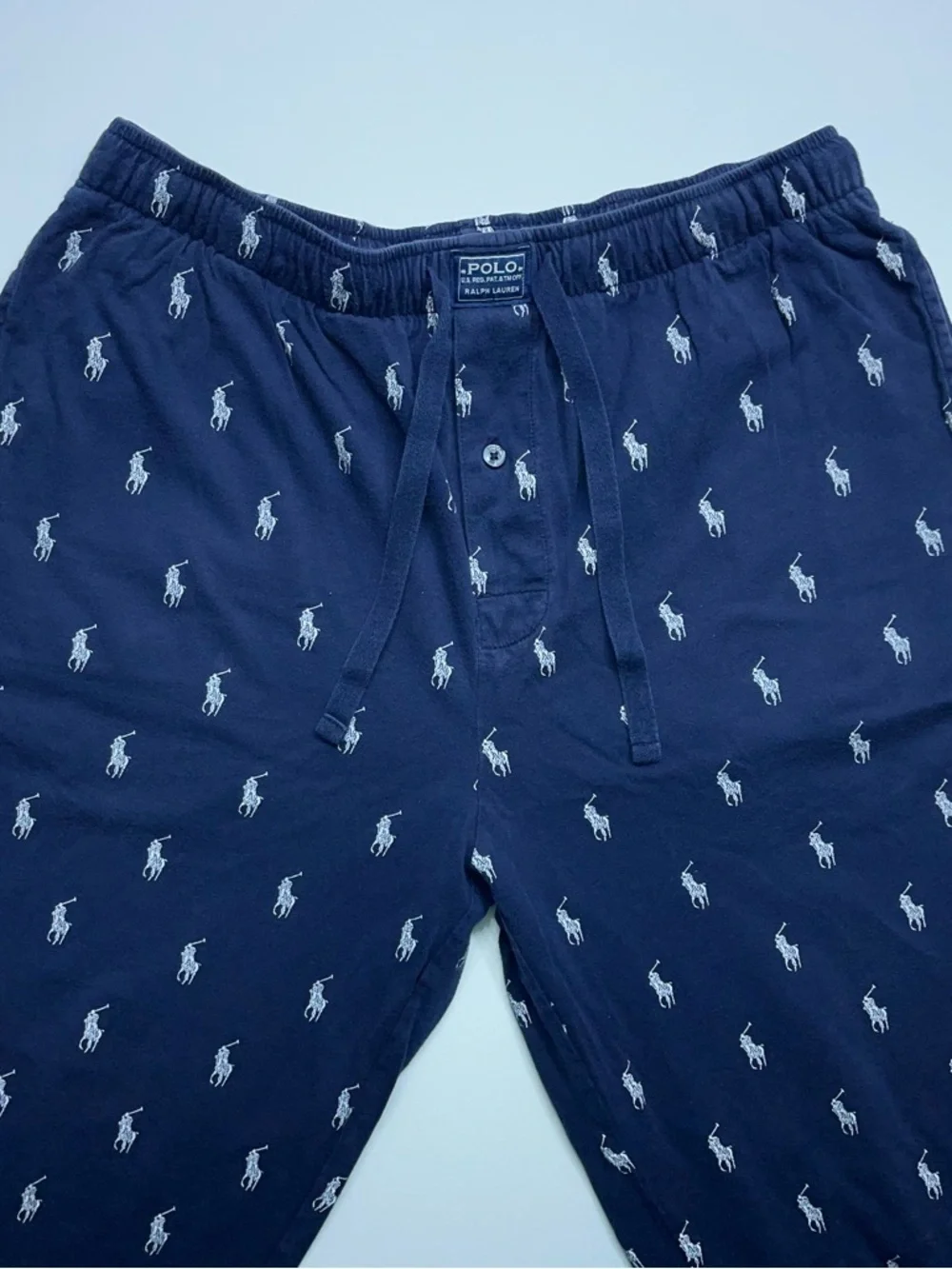 Polo Ralph Lauren Pajama Sleep Pants Mens Size Medium Navy Blue All-over Print